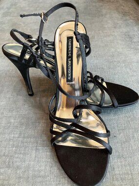 Chinese Laundry Black Strappy Stiletto Heels Size 10 Y2K Party Evening Shoes